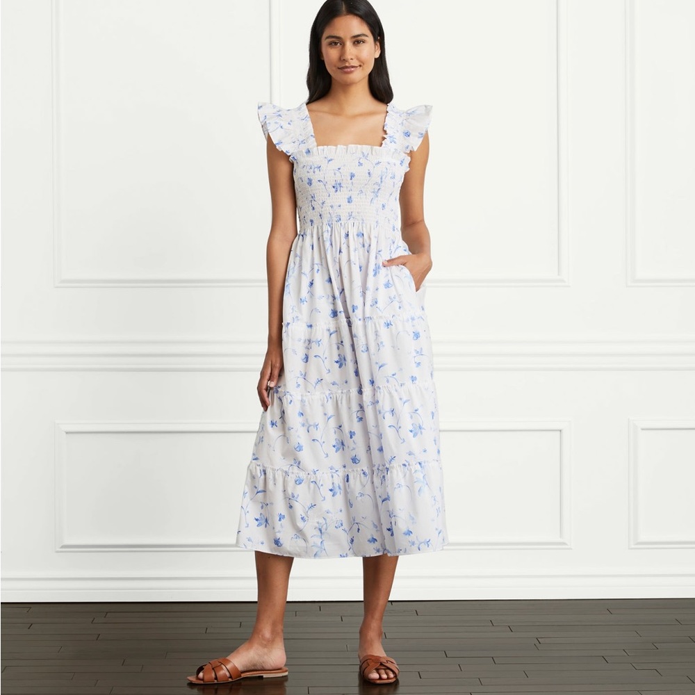 Hill House blue and white floral dress